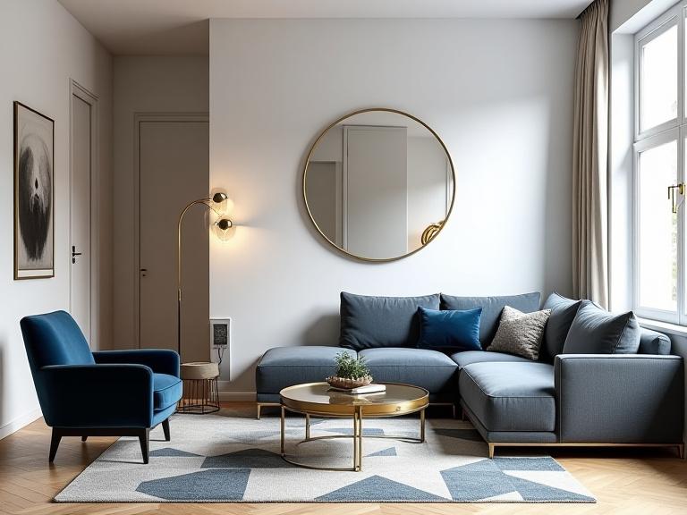 Compact urban apartment with Art Deco furniture solutions